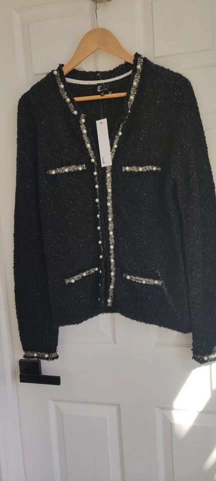 Cárdigan Love Token mezcla lana negro talla M nuevo con etiquetas Foto 2 de 3