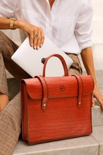 Traditional Handmade Leather Music Bag Rust Orange Laptop Case Messenger Handbag