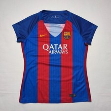 Nike FC Barcelona 2016/17 Home Jersey Women's Size L Qatar Airways Barca Dri Fit