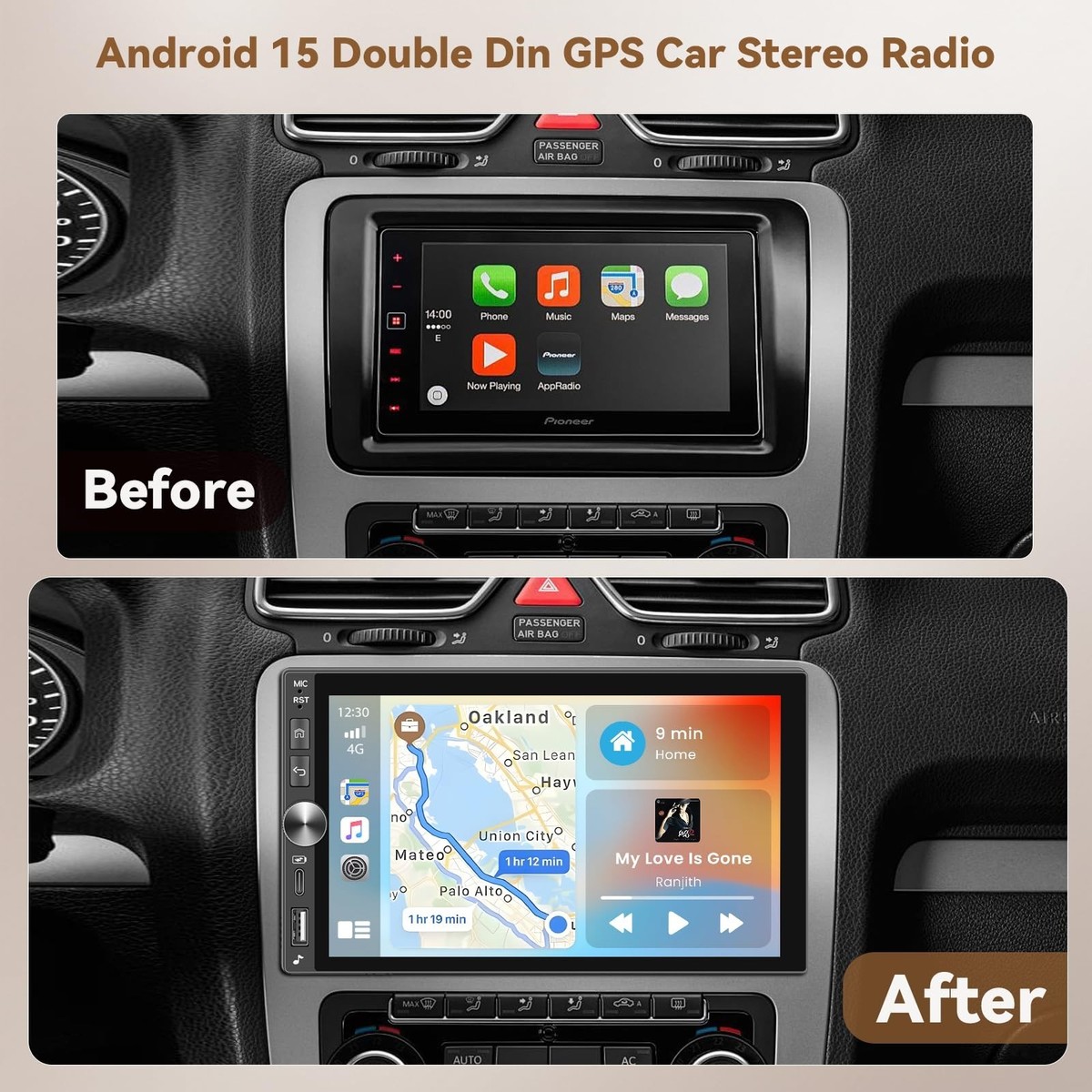 Hikity 2G 64G Android 15 autoradio voor Fiat 500 2007-2015 met 7 inch