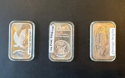 THREE .999 Fine Silver Troy Ounce Bars