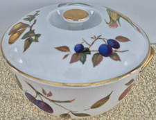 Royal Worcester China Evesham Gold Large Covered Oven Casserole Dish - Exc Condn