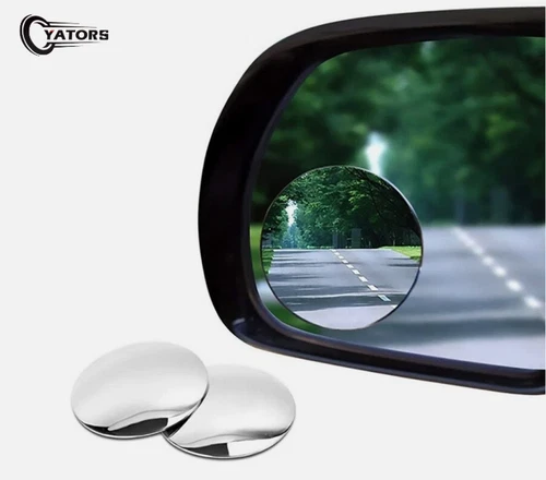 2Pcs Round Blind Spot Mirror HD Glass Frameless Convex Rear View 360° Stick On-1