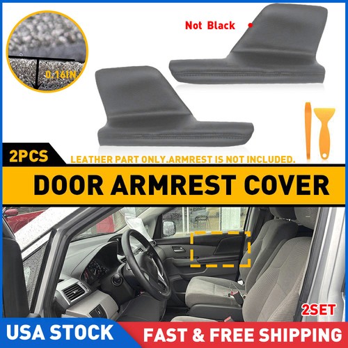 2SET For 2011-2017 Honda Odyssey Front Door Panels Leather Skin Armrest Cover