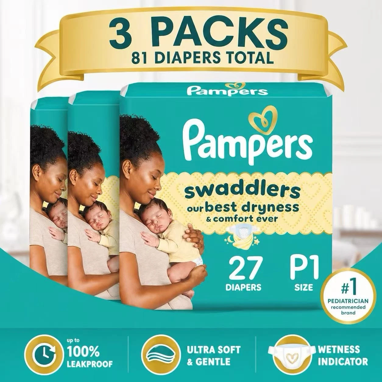 Pampers Baby Diapers - Swaddlers - Size P1, 81 Count
Opens in a new window or tab