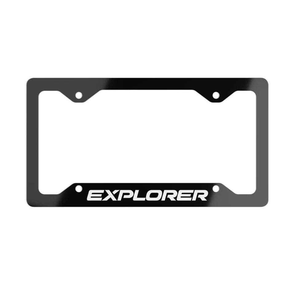 Ford Explorer License Plate Frame - Black Aluminum Metal, Universal Fit for SUV Foto 2 de 3