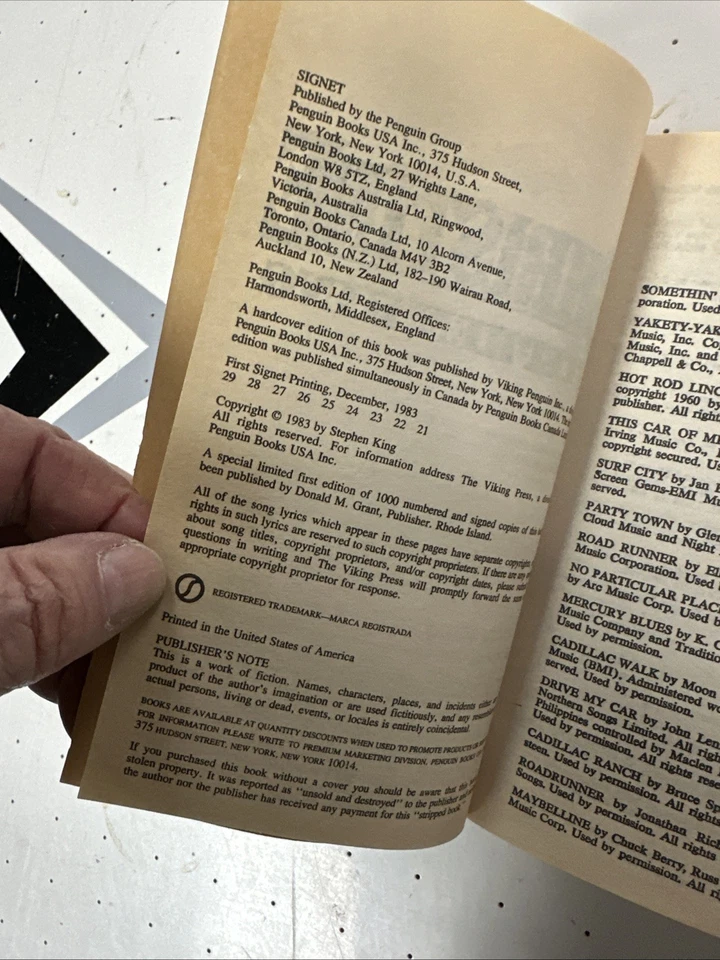 Christine Vintage Horror Paperback Stephen King Book First Signet Printing 1983 Foto 4 de 4