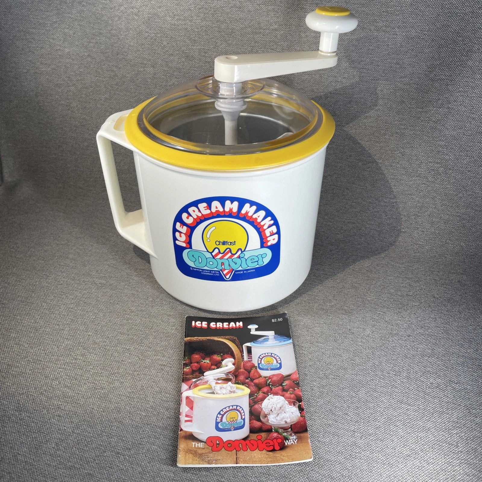 Vintage DONVIER Ice Cream Maker Chillfast Manual Crank Retro Japan