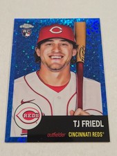T.J. Friedl 2022 Topps Chrome Platinum Anniversary Blue Mini-Diamond Refractor #