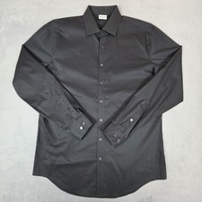 Kenneth Cole Reaction Slim Fit Black Dress Shirt Mens 16 34/35 Button Up