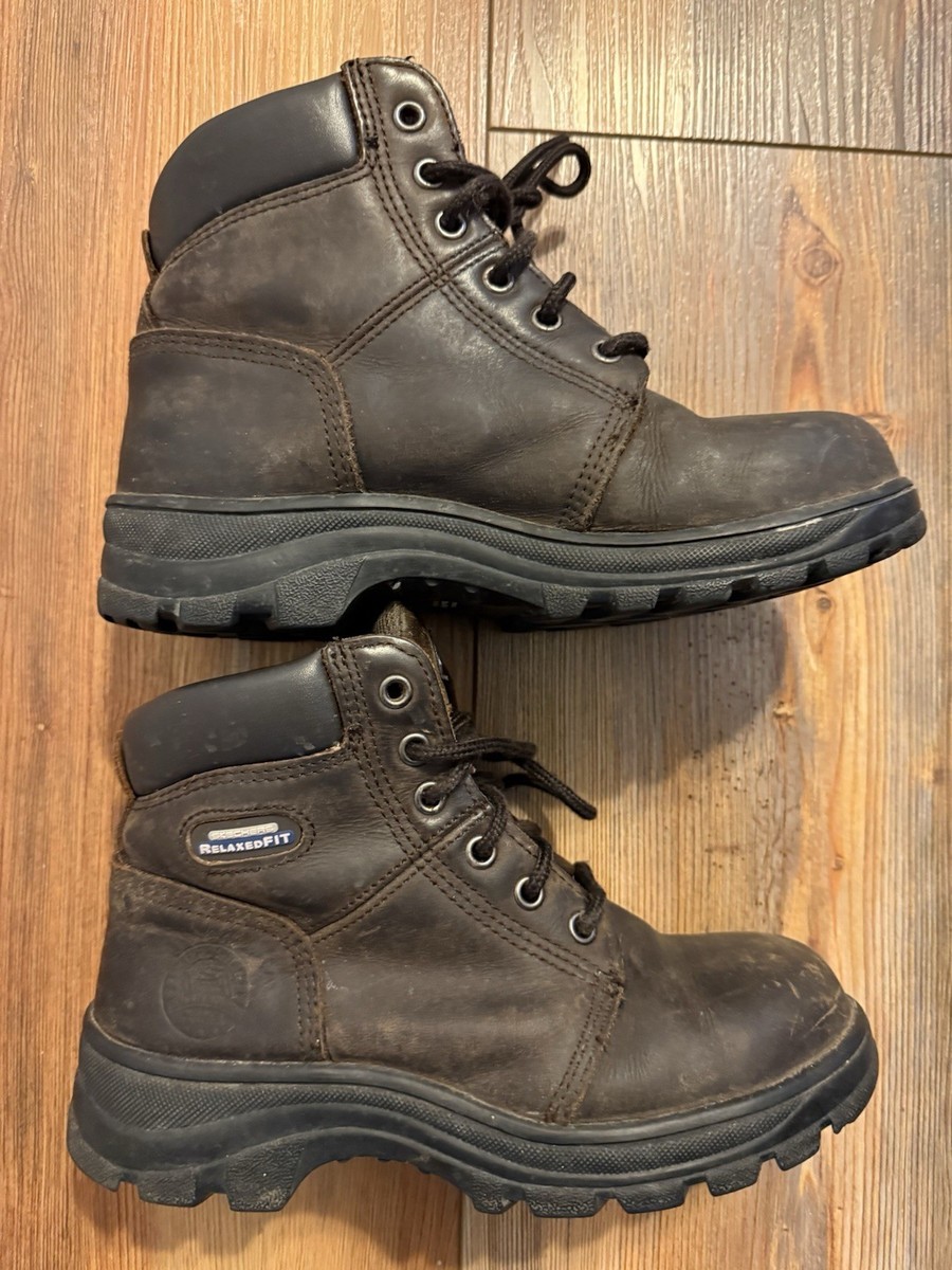 Skechers Women's Workshire Relaxed Fit Work Boots Steel Toe Brown