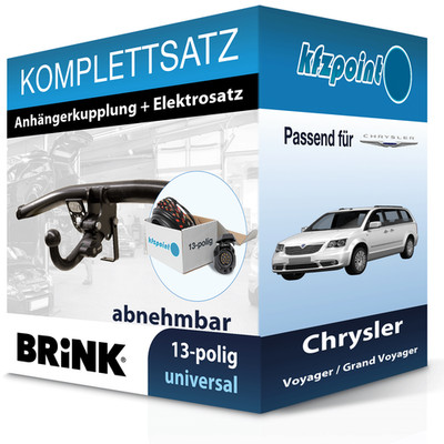 BRINK Anhängekupplung abnehmbar und E-Satz 13polig für Chrysler Voyager 08- neu