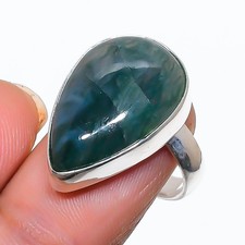Moss Agate Gemstone Handmade 925 Sterling Silver Jewelry Ring Size 6 k869