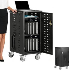 Laptop Charging Cart with Lock Key Charging Station Cart for Classroom Office