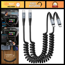 3ft USB C to USB C Charger Cable 2-Pack, Coiled Type C Charging Cord for Car