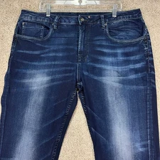 Buffalo David Bitton Six-X Mens 38x30 Dark Wash Denim Jeans Distressed