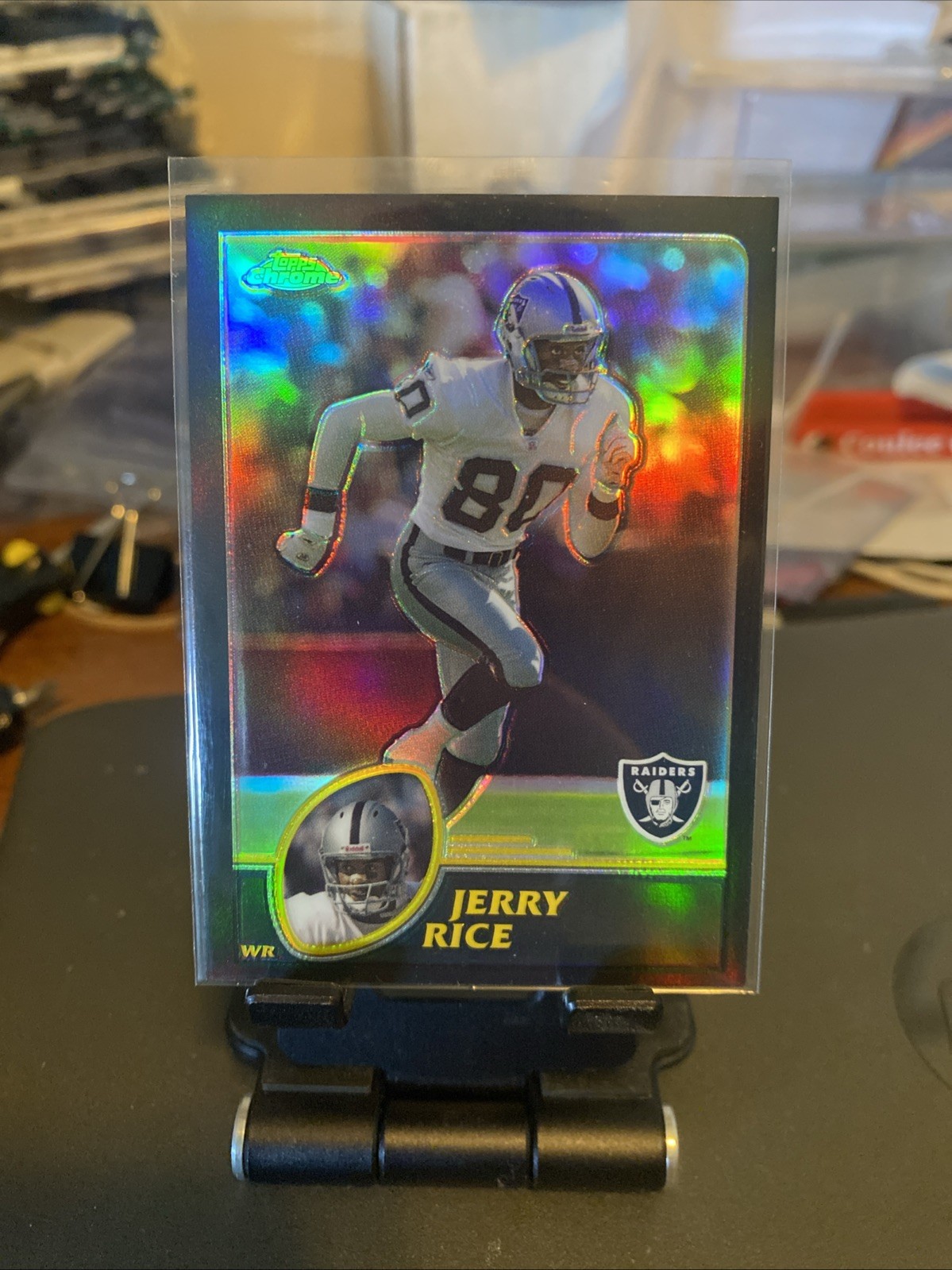 2003 Topps Chrome #122 Jerry Rice Black Refractor /599 HOF Raiders