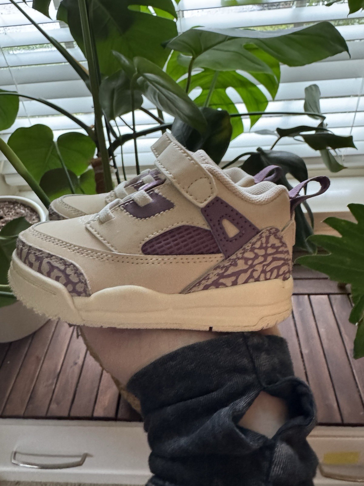 Jordan Toddler Size 5C Cream Purple Elephant Print Sneakers Baby Shoes