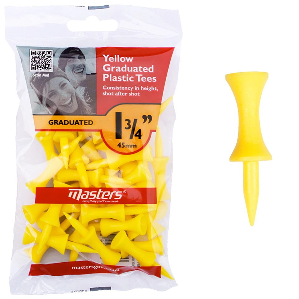 Masters Plastik abgestuft Golf Tees 4.4cm Tasche 30 gelb