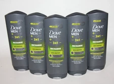 LOT (5) DOVE MEN CARE 3IN1 RECHARGE BODY WASH FACE HAIR WASH MENTHOL 18 FL OZ