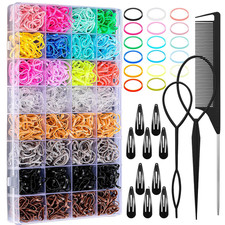 Hair Ties, 17 Colors Elastic Hair Rubber Bands, 2000 Pcs Baby Hair Ties with Hai