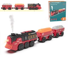 Toy Train Electric Set for Wooden Tracks, Small to Medium, Red Black