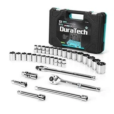  1/2" Drive Socket Set, 33-piece, Including Metric/SAE Sockets, 1/2-Inch 