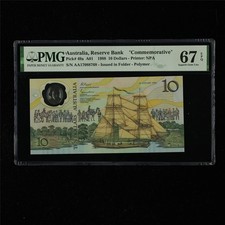1988 Australia Reserve Bank 10 Dollars Pick#49a PMG 67 EPQ Superb Gem UNC  AA 