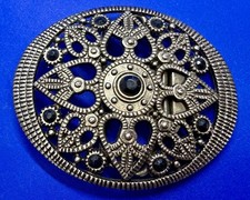 Round See Though with Black Rhinestone Accent Heart Shaped Vintage Belt Buckle
