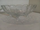 Vintage Indiana Clear Glass Heavy Oval Footed Harvest Fruit Bowl - Grapes - 12"