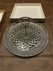 Vtg Anchor Hocking Wexford Glass Diamond Pat Single Tier Tid Bit Tray 9-1/2"