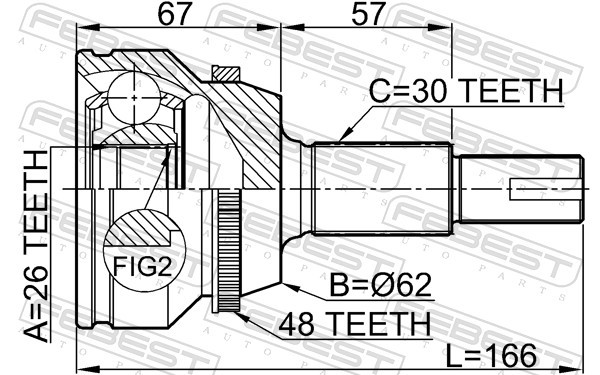 Fits FEBEST 0110-GSV40A48 OUTER CV JOINT 26X62X30