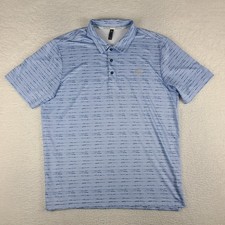 Adidas Polo Shirt Mens XL Blue Geometric Performance Golf Short Sleeve