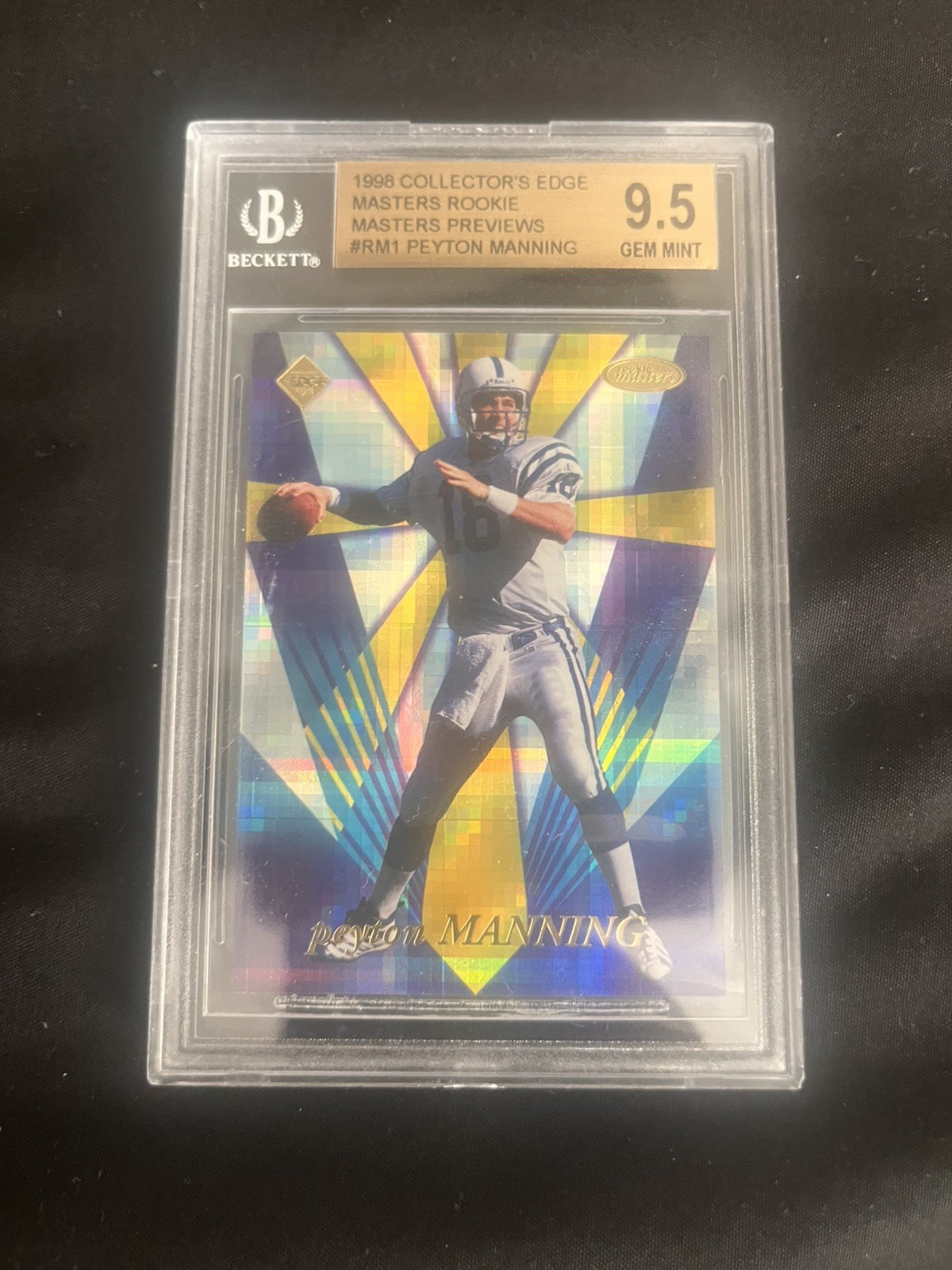 1998 Collector's Edge Masters P. Manning ROOKIE Masters Preview BGS 9.5 GEM view 4