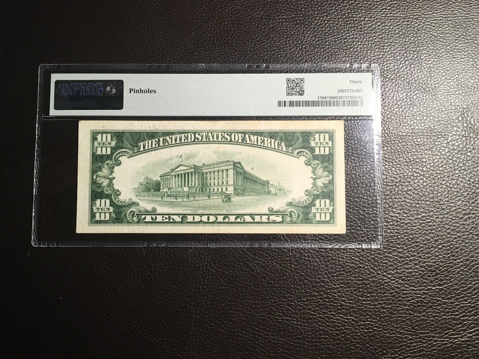 10.00 1934-C Silver certificate star note FR 1704PMG 30 very fine ...