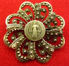 Vintage SAINT BENEDICT Pin Religious Catholic Ornate PATRON SAINT OF EUROPE Pin