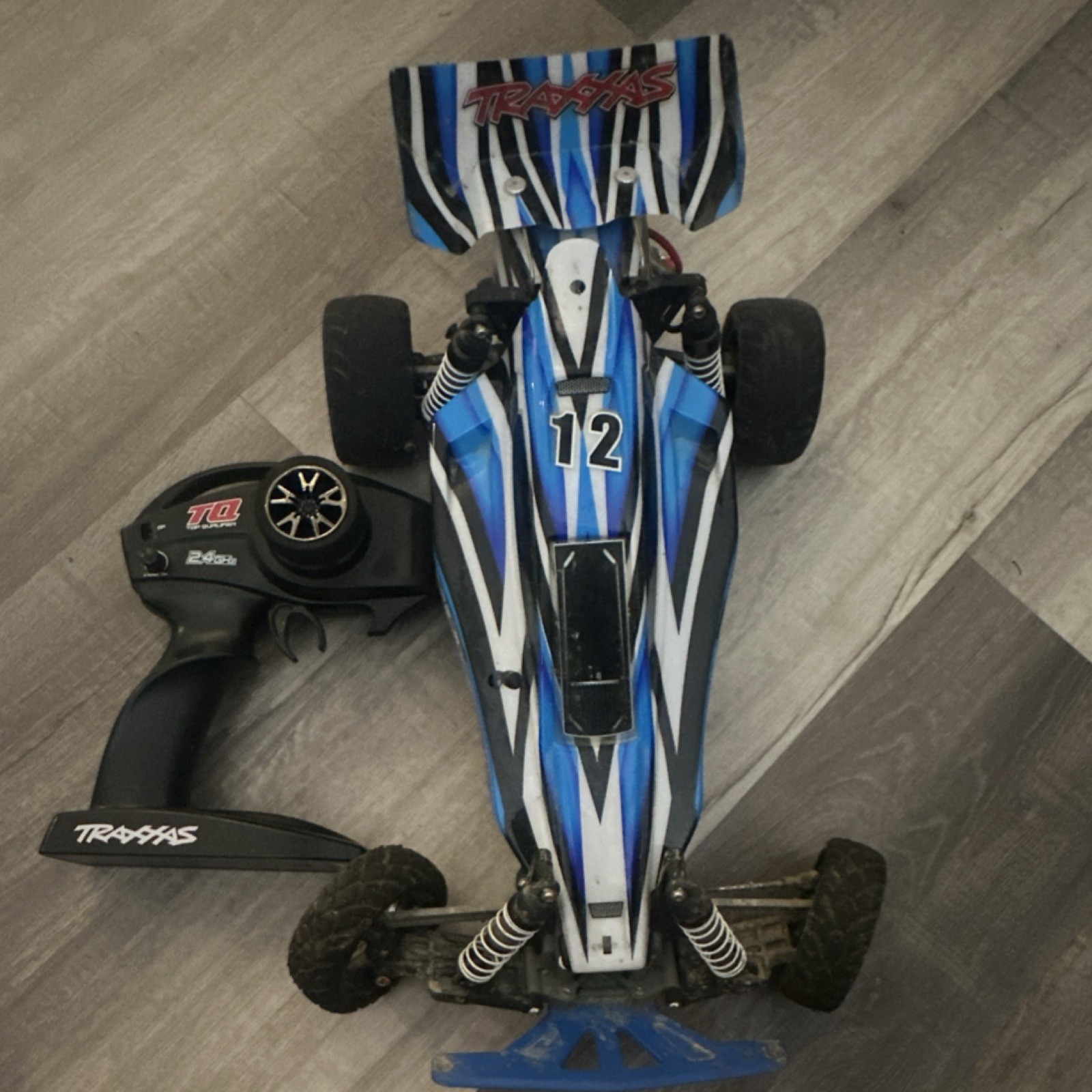 Traxxas Bandit 2WD RC Buggy Blue White Black with TQ Transmi
