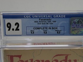 Faxanadu Nintendo NES CIB CGC Graded 9.2 w/ 9.8 Cart!