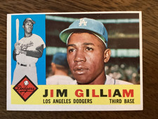 1960 Topps Baseball Jim Junior Gilliam Los Angeles Dodgers Card #255 NM/MT