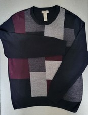 Dockers Sweater Men's M Multicolor Colorblock Pullover Knit Black Burgundy Gray