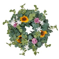 Sunflower Eucalyptus Wreath Handmade Artificial Garland Front Door Wall Decor