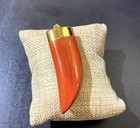 Vintage Large Mahogany Jasper Horn Pendant On 18KT GF Chain Necklace — photo 4