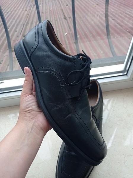 Men Clarks Heels Black Leather 45.5