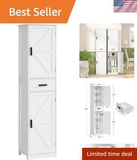 Tall Bathroom Cabinet, Storage Cabinet with 6 Shelves  Drawer, Bathroom Stor...