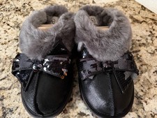UGG Coquette Sequin Bow Womens Slippers Black Sz 10 100 Authentic NIB RARE