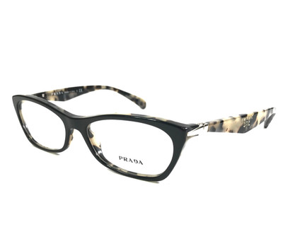 Prada Eyeglasses Frames VPR15P ROK-1O1 Black Tortoise Cat Eye Full Rim 53-16-135