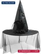 Halloween Witch Hat for Adults - Spooky Party Costume Accessory for Women, Hallo