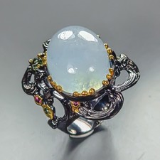 Gemstone 26 ct Natural Aquamarine Ring 925 Sterling Silver Size 8 /R473471