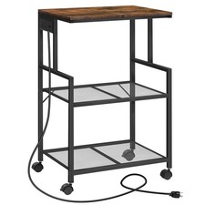 Mobile Printer Stand, 3-Tier Industrial Printer Cart with Power Outlets and 2...