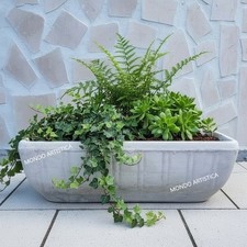 Fioriera Vaso Vaschetta Vasca  Rettangolare In Cemento Esterno Giardino 54x23 cm